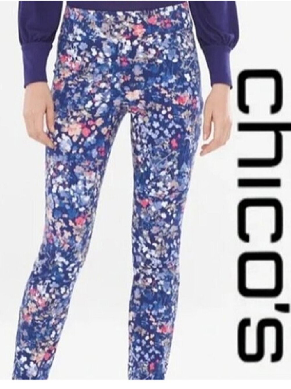 Chico's Floral Jeggings Pull On Jeans size 0.5P